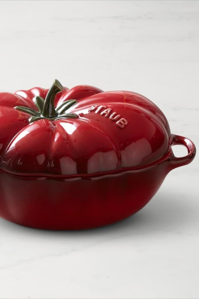 Signature enameled cookware on marble